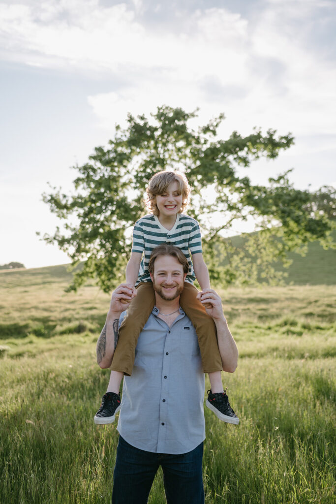 dad and kids during family session in novato 