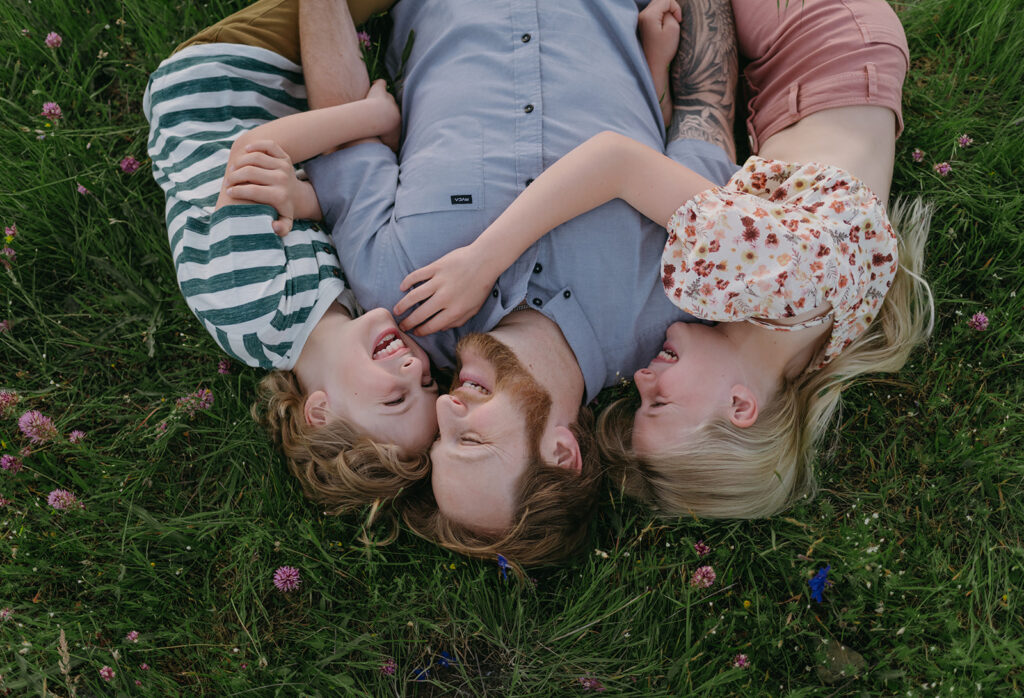 dad with kids during photoshoot 