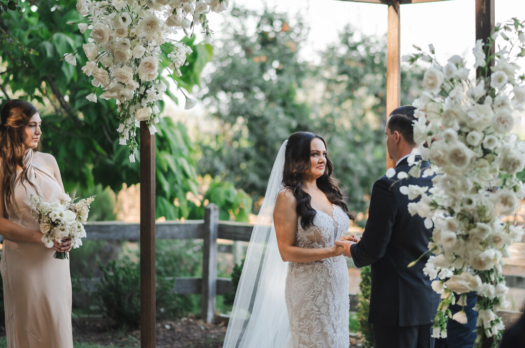 wedding ceremony detail photo at vine hill house