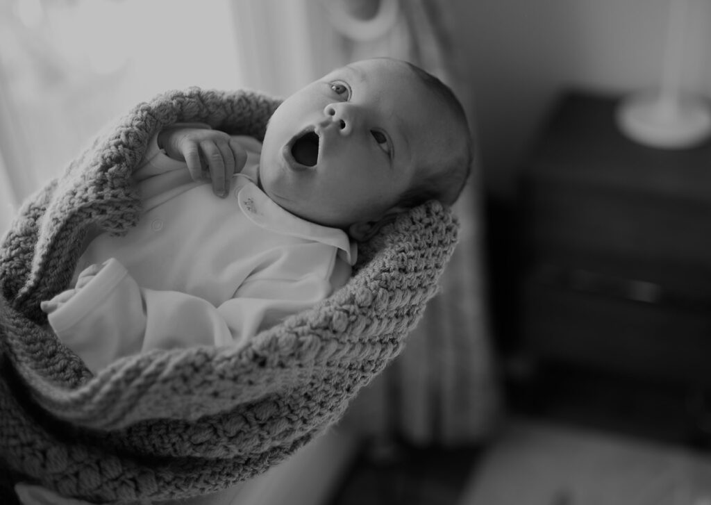 cute baby during the lifestyle newborn session