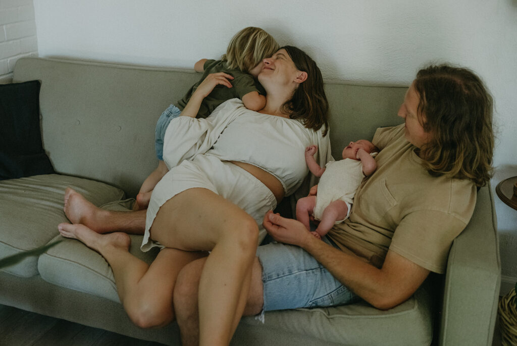 family at their in home newborn session