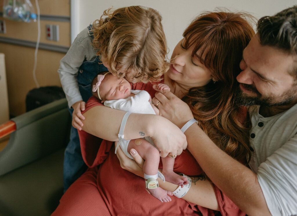 family portrait at the hospital during their newborn session